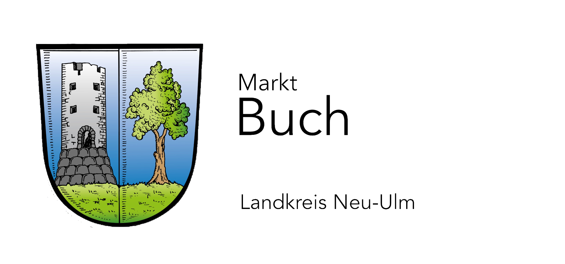 Wappen des Marktes Buch mit Landkreis Neu-Ulm